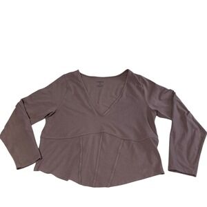 Torrid Plus Size 3 Mauve V Neck Long Sleeve  Peplum Top Sweater